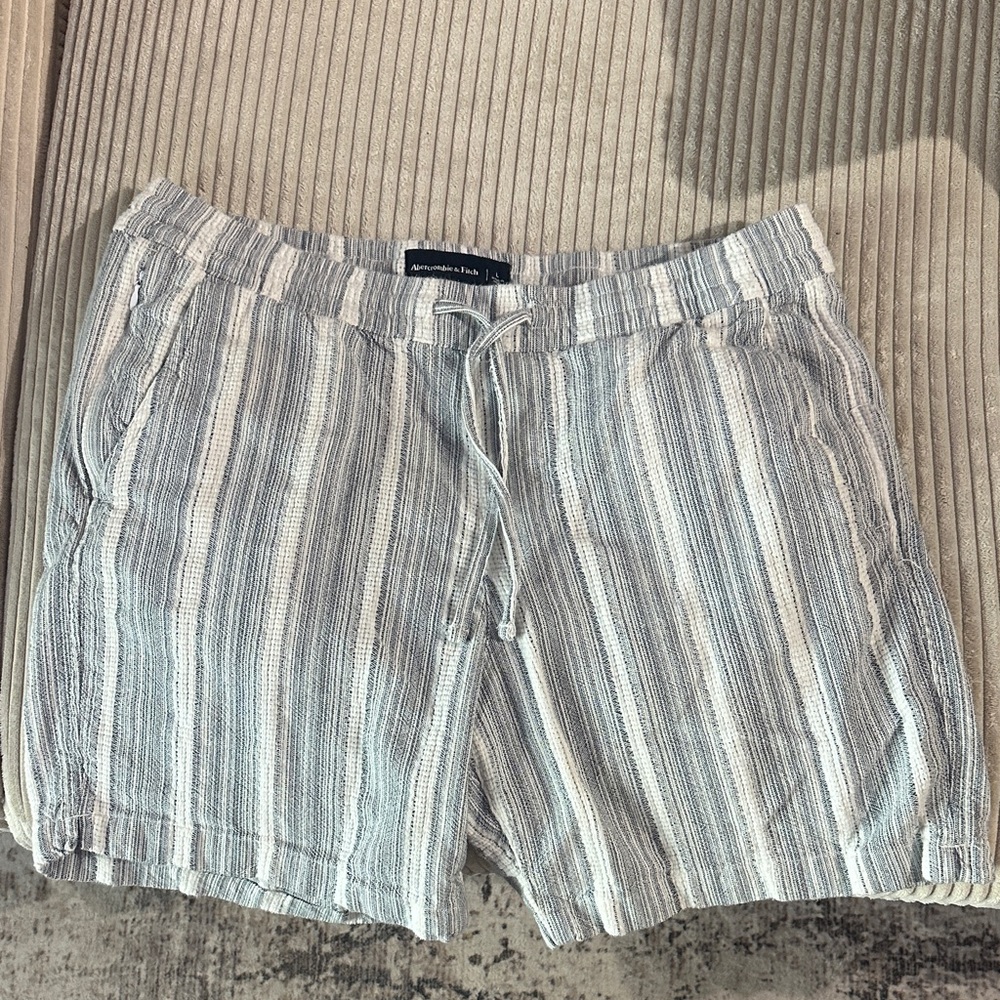 Abercrombie & Fitch Blue and White Striped Men Shorts